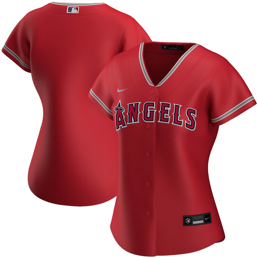 Custom Los Angeles Angels Nike Women Alternate 2020 MLB Team Jersey Red->women mlb jersey->Women Jersey
